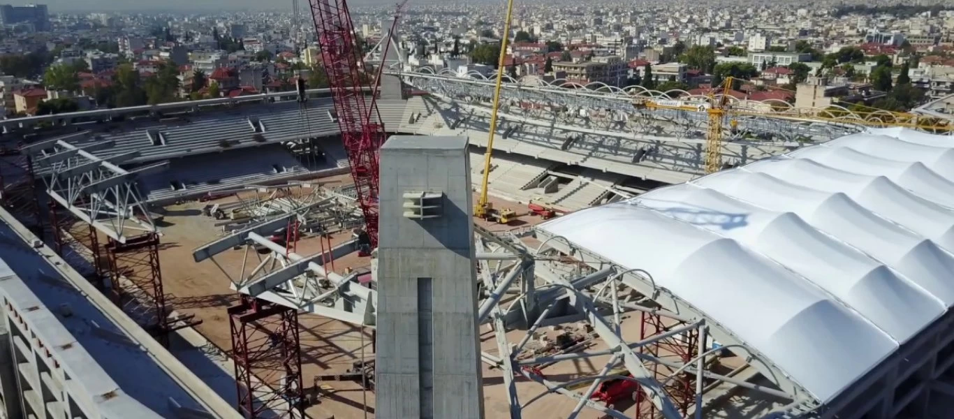 Στη Νέα Φιλαδέλφεια ο Δημήτρης Μελισσανίδης: Επιθεωρεί το γήπεδο της ΑΕΚ - Τοποθετείται εξωτερικό περίβλημα (βίντεο)